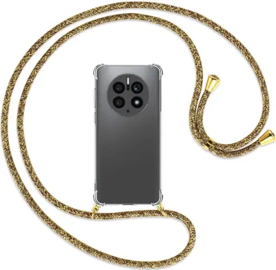 Produktbild von Handykette Backcover-Schutzhülle mit Band (Metall goldfarben) für Huawei Mate 50 Pro (DCO-AL00,LX9) - braun+beige