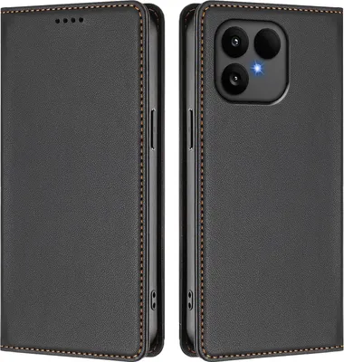 Produktbild von Handyhülle für Fairphone 6, Kunstleder Klapphülle Stoßfeste Magnetische Hülle mit Ständer Schwarz
