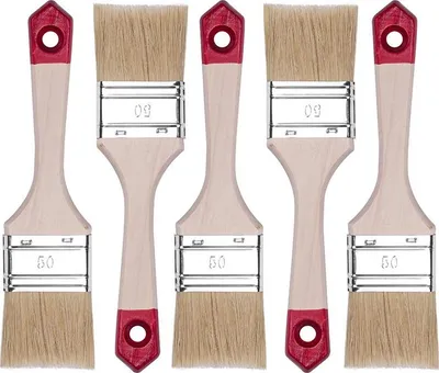 Produktbild von Hardy Working Tools 5X Flachpinsel-Set 50 mm Serie 40 mit Natürlichen Hellen Bor