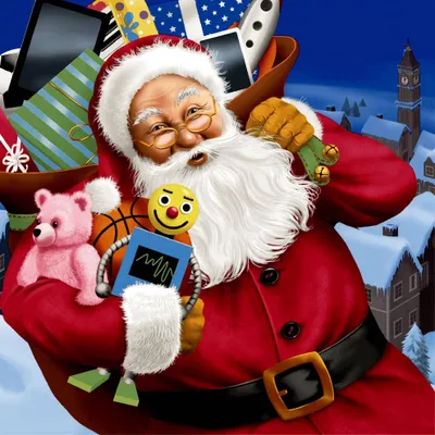 Produktbild von 20 Servietten Santa with Toys - Weihnachtsmann mit Geschenkesack 33x33cm