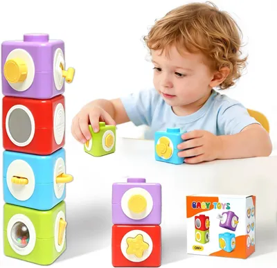 Produktbild von Sensorisches Spielzeug – Aktivitätswürfel für Babys – Reise-Spielzeug ab 1 Jahr – Montessori-Spielzeug zur Förderung der Feinmotorik