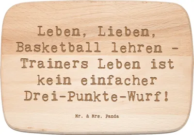 Produktbild von Mr. & Mrs. Panda Holzbrettchen Spruch Basketballtrainer Lebensweisheit - Transparent - Geschenk, Trainerleben, Coach, Training, snackbrett, Frühstücksbrett, Berufsalltag