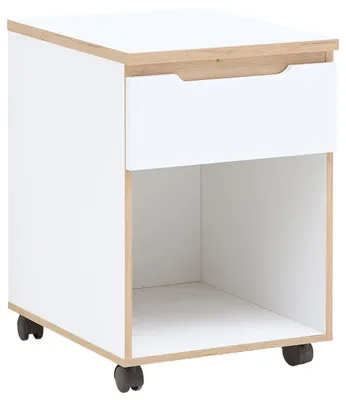 Produktbild von InnoStyle Rollcontainer MEMPHIS Weiß supermatt & Artisan Eiche 45x55x66 cm – Mit Schublade