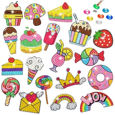 Immagine prodotto di Set di adesivi per diamond painting 5D, 19 pezzi, kit per lavori manuali, adesivi a forma di diamante per bambini