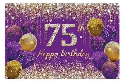 Produktbild von 75. Geburtstagsdekorationen für Frauen, glitzerndes lila Stoffbanner
