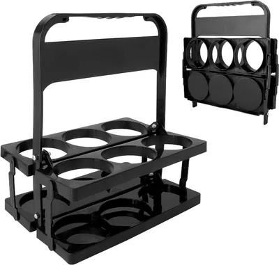 Imagen del producto de Soporte plegable para botellas, con 6 compartimentos, de plástico , con asa, para la cocina