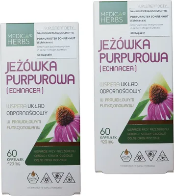 Two boxes of Medica Herbs Purple Coneflower (Echinacea) supplement.