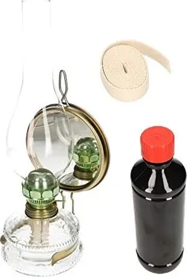 Obrázok produktu pre KOTARBAU Olejová lampa so zrkadlom a držiakom knôtu SET Dodatočný knôt a petrolejová lampa Výška 32,5 cm Storm Lantern Sklenená žiarovka Stolná lampa Záhradná lampa