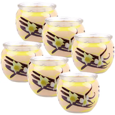 Immagine prodotto di Candele profumate motivo 6-pack in un barattolo, lunga durata e piacevole profumo (vaniglia)