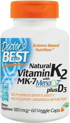 Productafbeelding van Doctor's Best Witamina K2 Mk7 Plus D3 (60 capsules) BI5060