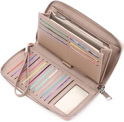 Image de Porte-monnaie femme grand format avec blocage RFID et beaucoup de place - marron