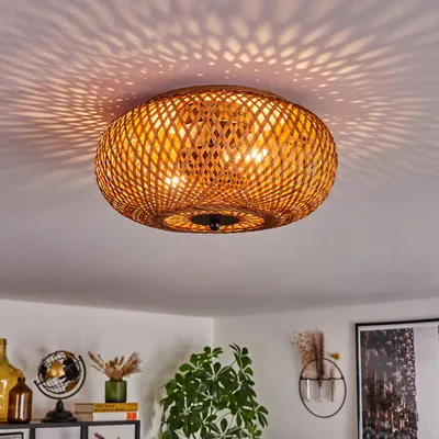 Produktbild von Decollatura moderne Deckenlampe aus Metall/Bambus/Holz in Schwarz/Natur