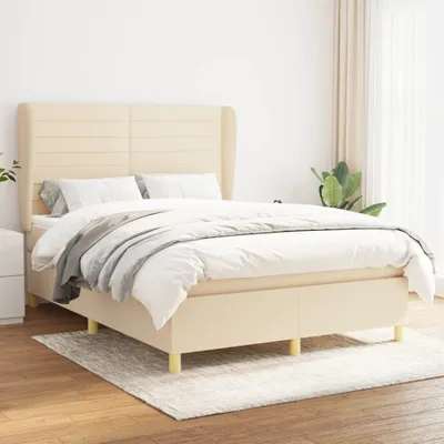 Produktbild von Boxspringbett mit Matratze Creme 140x200 cm Stoff