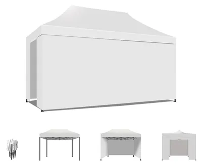 Immagine prodotto di Taman Tenda / Gazebo Per Giardino 3X4,5 Mt Impermeabile Tendone Pieghevole Per Fiere E Mercati Con Teli Laterali Colore Bianco