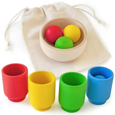 Produktbild von Montessori Holzspielzeug "Balls in cups. Basic. 3 cm"