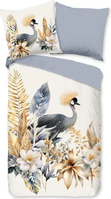 Zdjęcie produktu dla Poszewka na kołdrę Good Morning 135 x 200 cm + 1 szt. 80 x 80 cm – kwiaty i ptaki