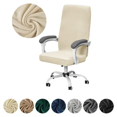 Produktbild von Elastischer Velours-Bezug für Drehstuhl in Creme – Schonbezug für Büro- und Arbeitsstühle