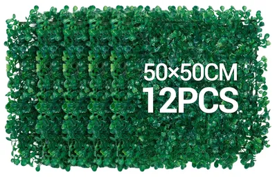 Immagine prodotto di Pannelli decorativi in buxus artificiale, resistenti ai raggi UV, facili da installare, dimensioni 50x50 cm, confezione da 12 pezzi