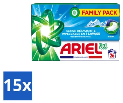 Produktbild von 15 x Ariel 3in1 Pods Alpine Waschmittel – 473,2 g - Vorteilspackung - 15 Stücke