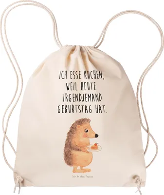 Produktbild von Mr. & Mrs. Panda gymnastiktasche Igel Kuchenstück - Transparent - Geschenk, Torte, Kleiner Rucksack, Lustige Sprüche, wander, Beutel, leichtrucksack, Kuchen Backen