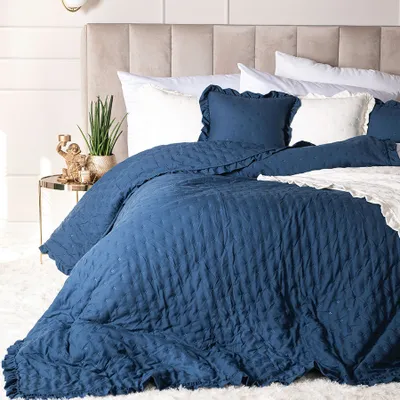 Obrázek produktu pro MARKIZETA WERONA Dekorační přehoz na postel s volánem, 170x210cm, barva 002 modrá WERONA/NAP/002/170210/1