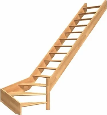 Produktbild von Pertura Wangentreppe Elenie Buche Leimholz Lackiert Ohne Setzstufen Seitenwange buche 1/4-gewendelt unten rechts 83,5 cm