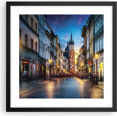 Produktbild von Gerahmtes Poster - Schwarzer Rahmen - Krakau Kirche Mariacki - 40x40 cm - Wand Bild - Wanddeko - Wandbilder - Kunstposter - Wandposter - Bilderrahmen - Bilder - Kunstdruck - P2BAC40x40-4722