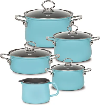 Produktbild von RIESS 0546-037 RIESS Emaille Spar-Set 5-tlg. Nouvelle extra stark, KRISTALLBLAU