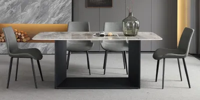 Immagine prodotto di Tavolo da pranzo moderno in acciaio inox Sala da pranzo Soggiorno Tavoli da cucina Design Tavolo in metallo