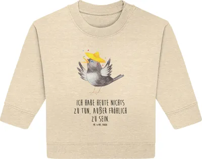 Produktbild von Mr. & Mrs. Panda Organic Baby Pullover Rabe Sombrero 6. - 12. Monat - Natural Raw - Geschenk, Lustige Sprüche, Bullover, Vogel, Elster, Vögel, Spruch Positiv, Motivation