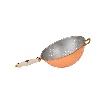 Obrázek produktu pro Sítko,měděné sítko - s pocínovaným vnitřkem obsahuje porcelánovou rukojeť,24 cm