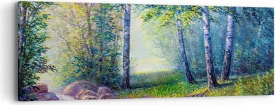 Produktbild von Bild auf Leinwand - Leinwandbild - Wiese Wasser Baum - 90x30cm - Wand Bild - Wanddeko - Wandbilder - Leinwanddruck - Bilder - Kunstdruck - Wanddekoration - Leinwand bilder - Wandkunst - AB90x30-4063