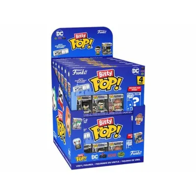 A display box of Funko Bitty Pop! DC Comics mystery figures.