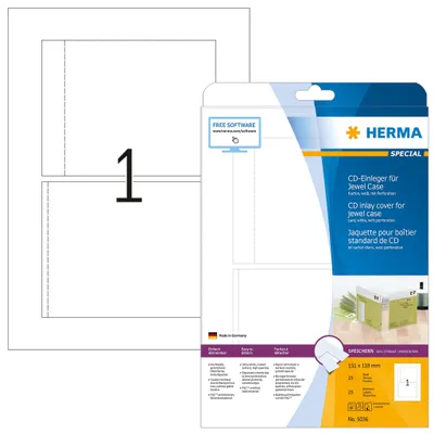 Produktbild von HERMA CD Einleger für Jewelcase 151 x 118 mm weiß 25 Stück