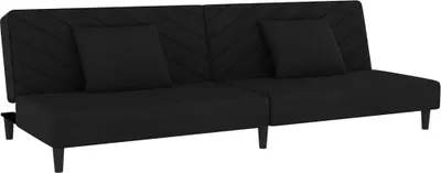 Produktbild von vidaXL Schlafsofa 2-Sitzer mit 2 Kissen Schwarz Samt