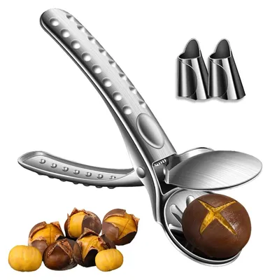 Produktbild von Kastanienzange, aus rostfreiem Edelstahl 304, Nussknacker ohne Kraftaufwand, Kastanienzange, multifunktionale Kastanienöffner für Kastanien und Nüsse
