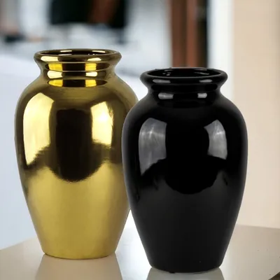 Produktbild von Keramik Vase Deko Tischvase Bodenvase Dekovase Wohndekoration groß gold