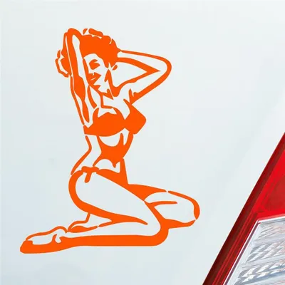 Produktbild von Auto Aufkleber Pin up Girl Sexy Girl Tuning Vintage Retro 12x10 cm Orange Sticker Heckscheibenaufkleber
