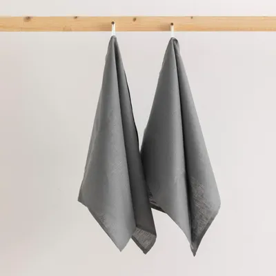 Imagen del producto de Paños de cocina lavables - 100% lino, 2 unidades, 45 x 70 cm, color gris antracita