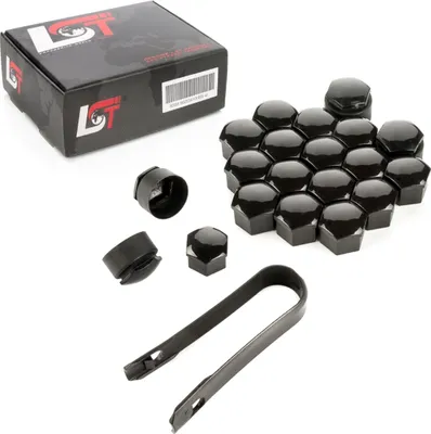 Produktbild von 20x Radschrauben Kappen 17mm Schwarz glänzend Diebstahlhemmend für VW SEAT SKODA