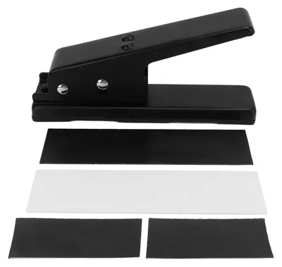 Produktbild von Gitarren-Pick-Maker, schwarz, tragbarer Stanzschneider mit Pickup-Streifen, Blatt, Sandpapier für Heimwerker