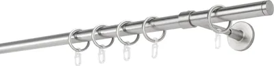 Produktbild von Gardinenstange auf Maß 20mm Match 1-lauf Wand Decke 14cm Farbe: Edelstahl-Optik, Größe: 300cm