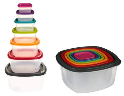 Produktbild von Omgoods – Set aus 7 praktischen Aufbewahrungsboxen mit Deckel – für Kühlschrank und Mikrowelle