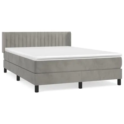Image de vidaXL Lit boxspring avec matelas gris clair 140x200 cm velours