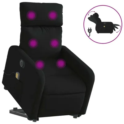 Produktbild von vidaXL Elektrischer Massagesessel mit Aufstehhilfe Schwarz Stoff