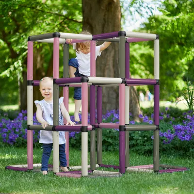 Produktbild von QUADRO Kletterpyramide Home modulares Klettergerüst für Kinder, 237 Teile, ab 12 Monaten, Indoor/Outdoor, UV-stabil,  Germany – Berry