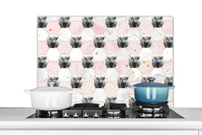 Obrázok produktu pre MuchoWow® Splashback Kuchyňa - Kuchynský backsplash - Ochrana steny pre sporák a drez Škótsky horal - mramor - čierna - biela 90x60cm Alu-Dibond