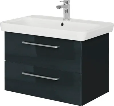 Produktbild von Pelipal Badmöbel-Set Sunline 105 BxHxT 80,5 x 56 x 48,5 cm Frontfarbe anthrazit mit Keramik-Waschtisch und Waschtischunt