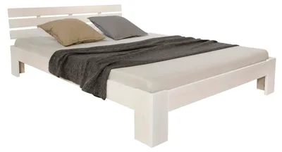 Produktbild von Homestyle4u Holzbett 160x200 Doppelbett mit Lattenrost Weiss Kiefer Massivholz