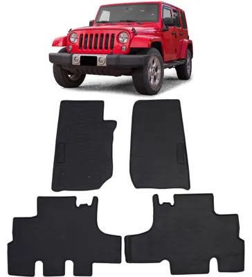 Productafbeelding van Premium rubberen vloermatten, voor en achter, voor Jeep Wrangler JK, vanaf 2007-2019